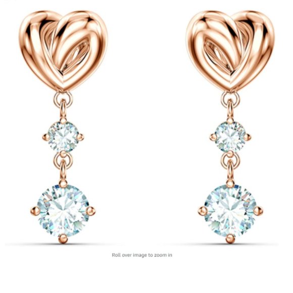Rosegold-toned Heart Accent w/Crystal Drop Earring